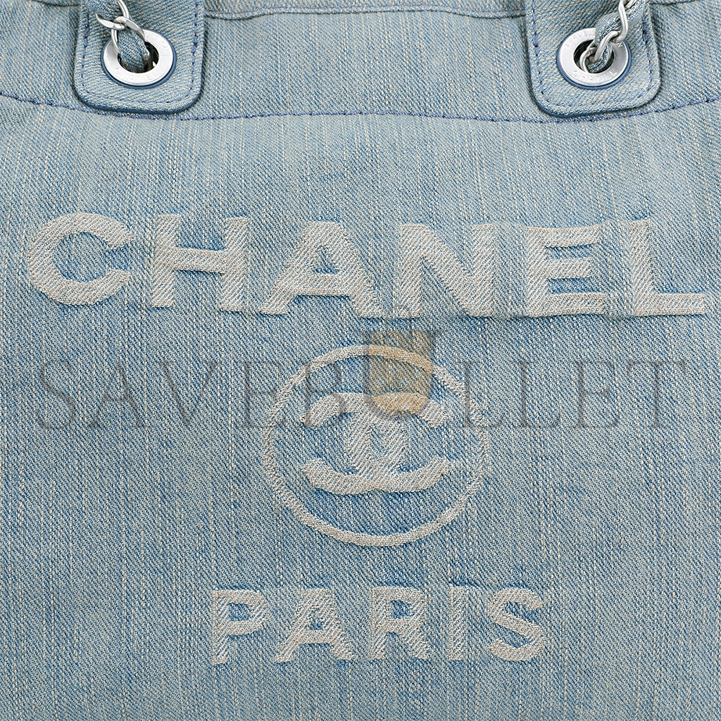 Ch*el master medium denim 23s shopping bag light blue as3351 (33*27*15cm)